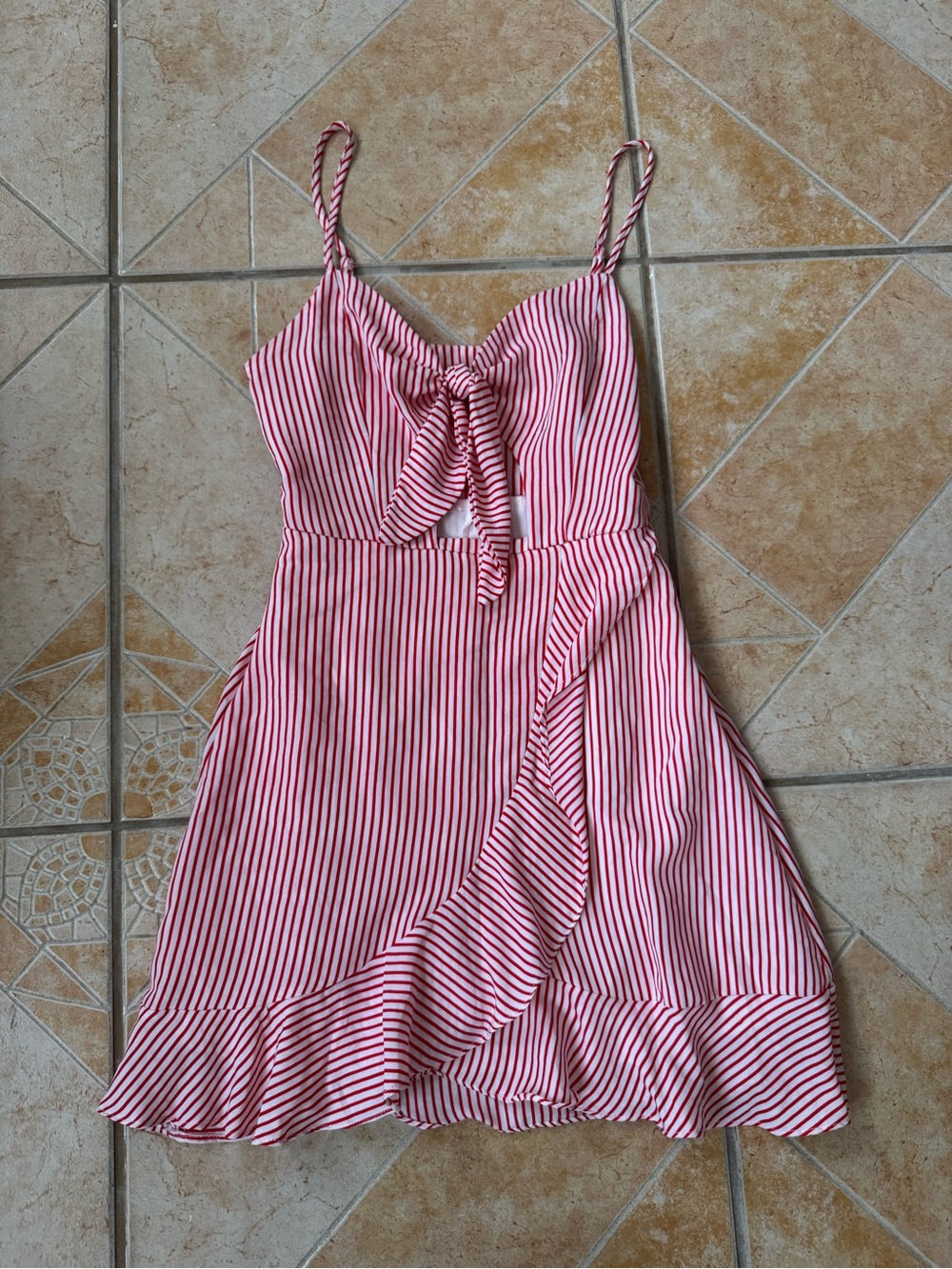 She + Sky Pink and White Striped Tie-Front Mini Dress